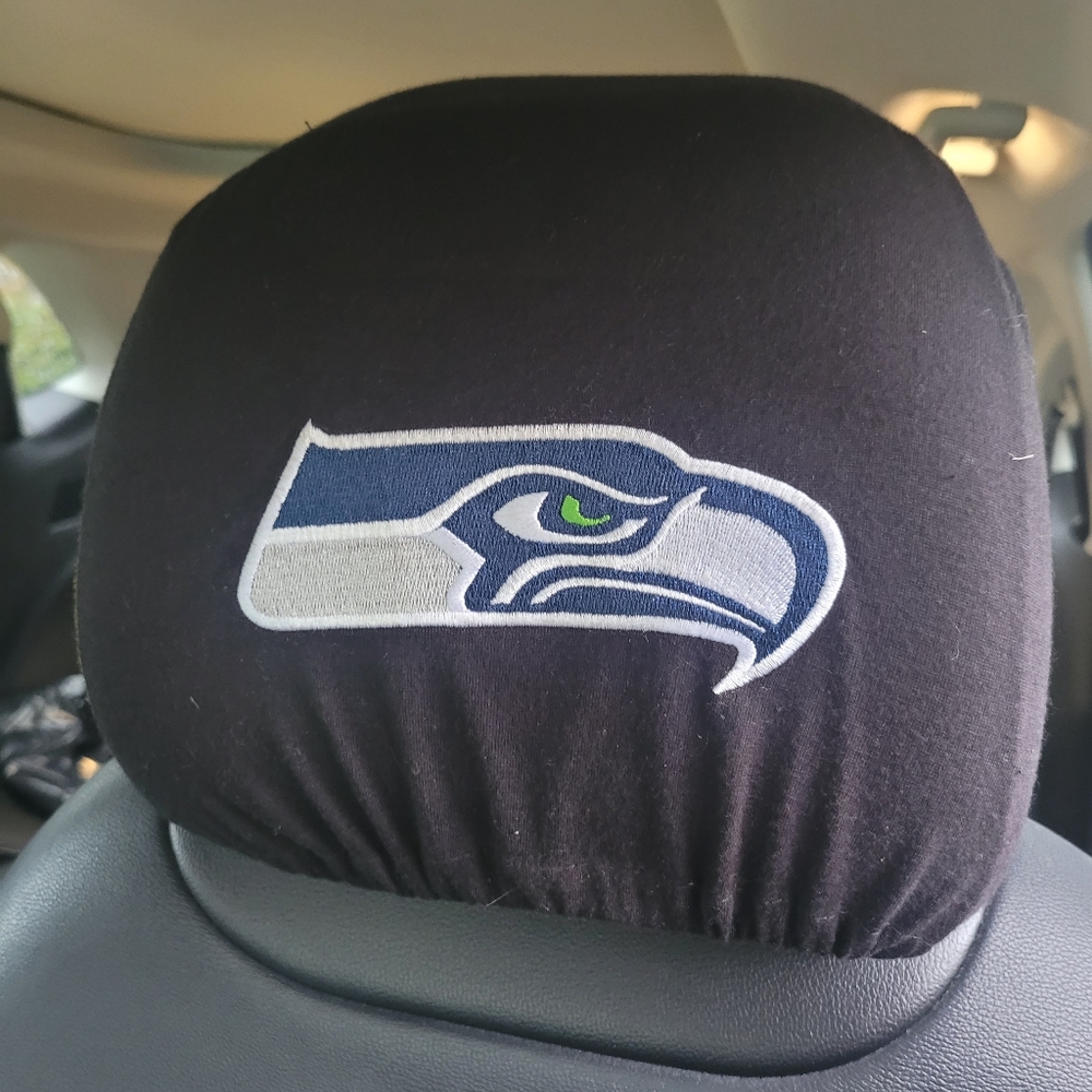 NFL Seahawks Emborderd / Stiched Seahawk Vehical Head Rest Cover.  Size …
